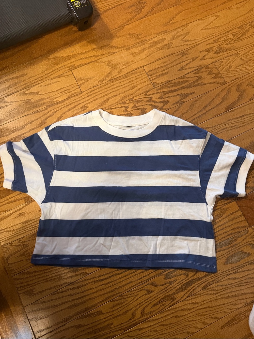 Target Blue and White Striped Cropped Tee